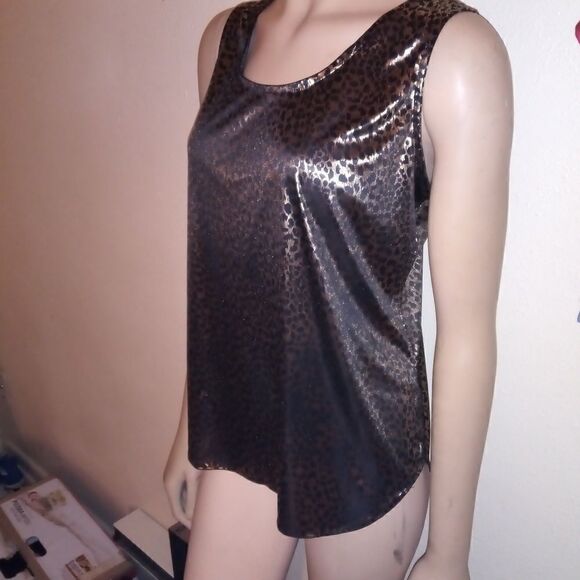 Black and gold silky TRIMMINGS sleeveless top - Picture 6 of 8